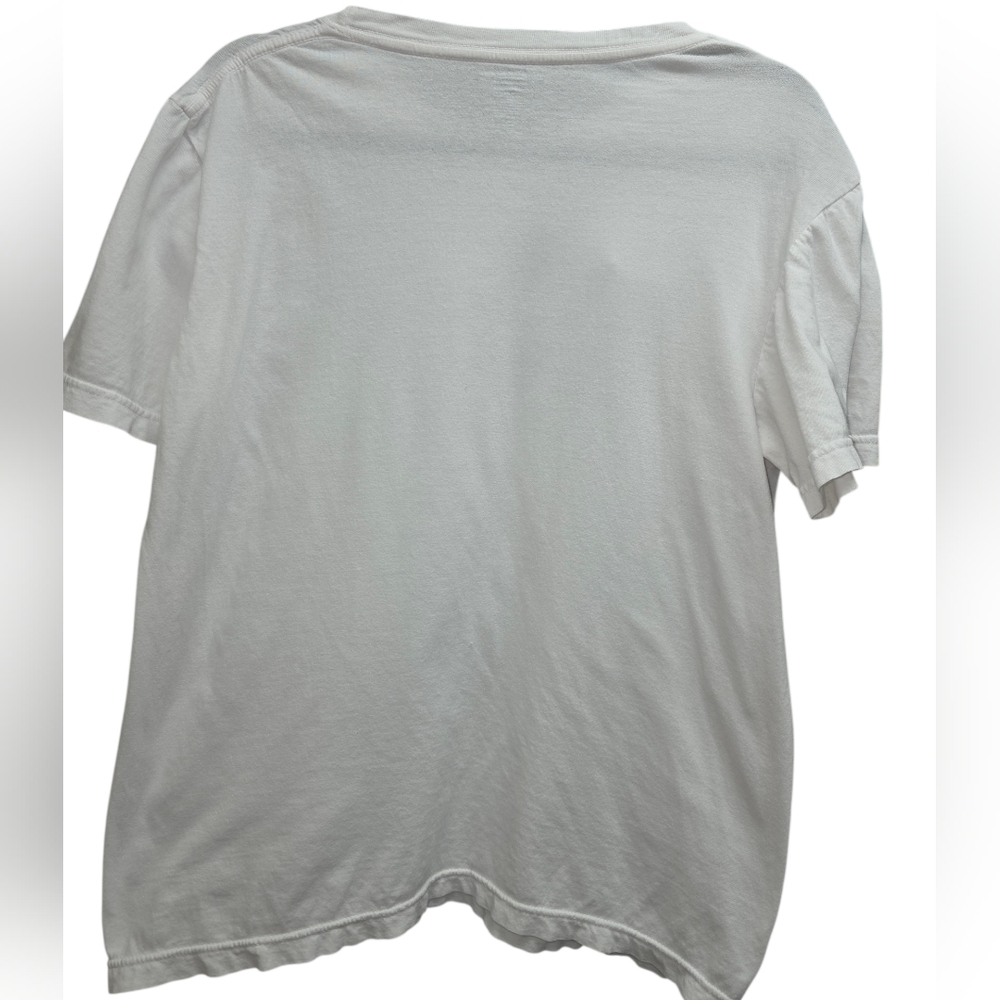 Lucky Brand Med White 100% Cotton Crewneck‎ Tee Clover Logo Short Sleeve Classic - Picture 2 of 5
